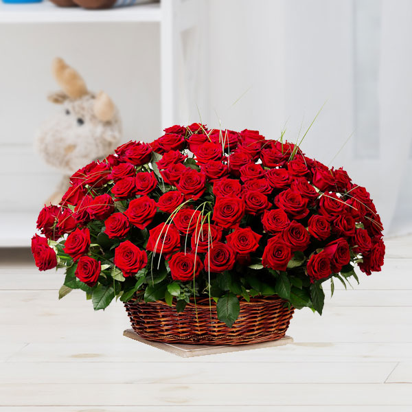 Amazing 50 Red Roses Basket