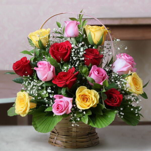 Assorted Roses Basket