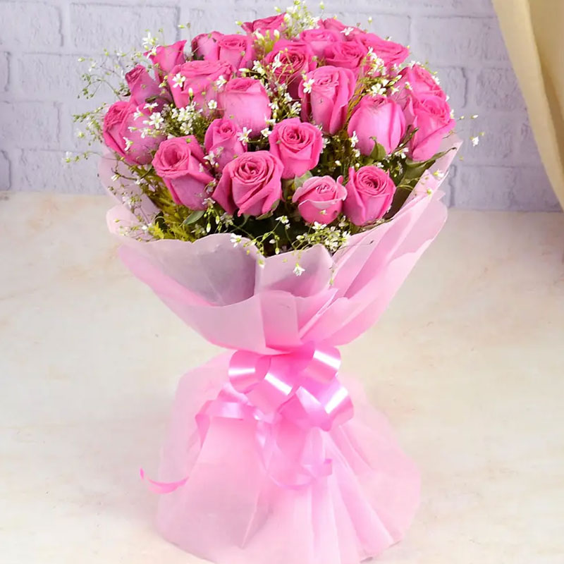 24 Pink Roses Bouquet