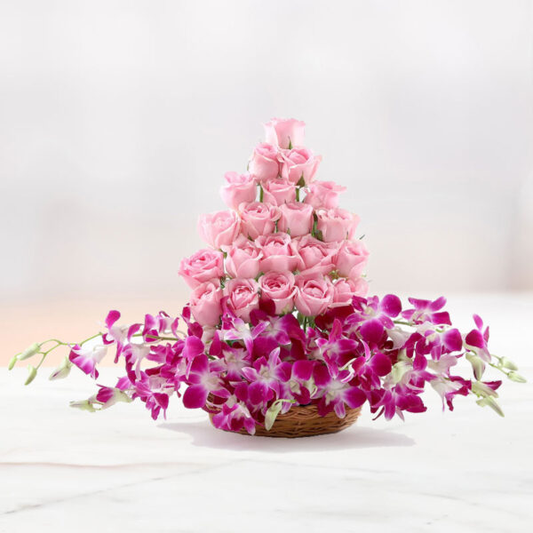 Roses N Orchid Basket
