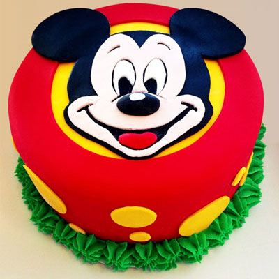 Mickey Mouse Face Shaped Fondant Cake