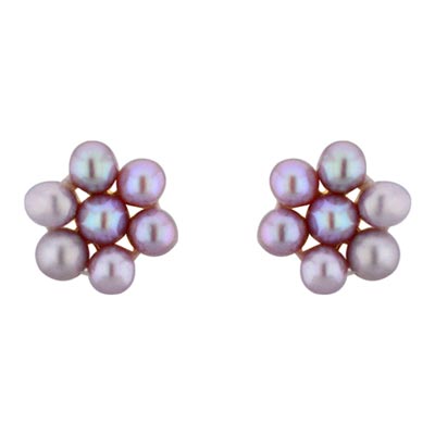 7 Pearls Peach Ear Rings