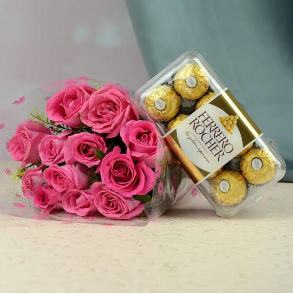 Pink Roses with Ferrero Rocher