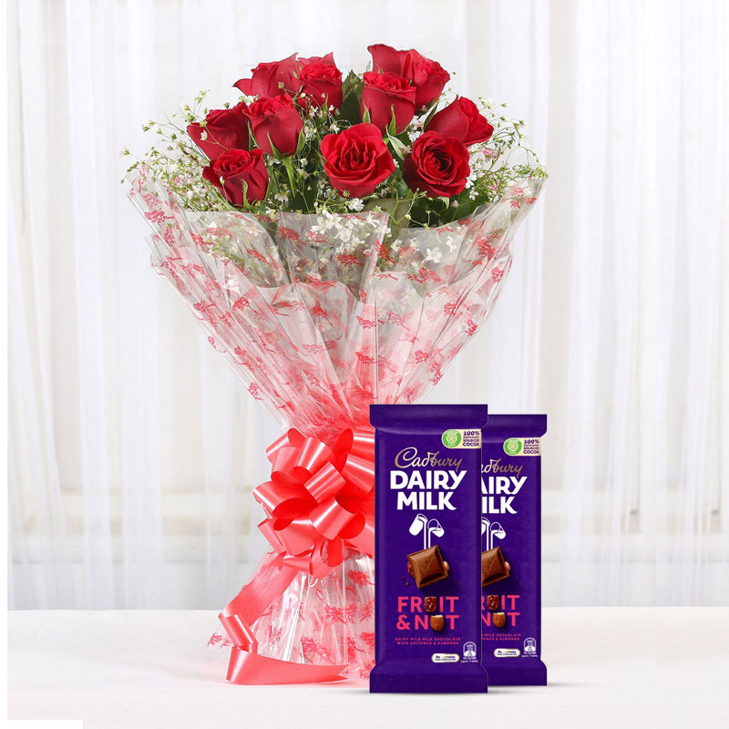 Red Rose Bouquet with Chocolates