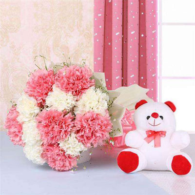 Cute Carnations with Teddy