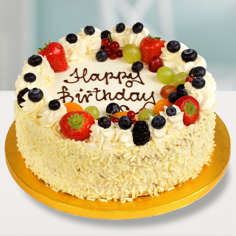 Happy Birthday Fresh Fruit 5 Star Cake