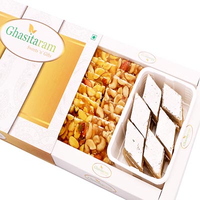 Kaju Katli and Dryfruit Chiiki Hamper