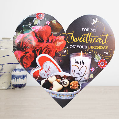 For My Sweetheart Birthday Heart Shaped Greetings Card