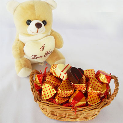 Teddy Bear Valentine Chocolate Basket