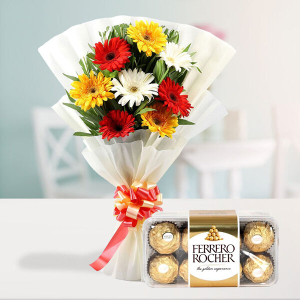 Colourful Gerberas with Ferrero Rocher