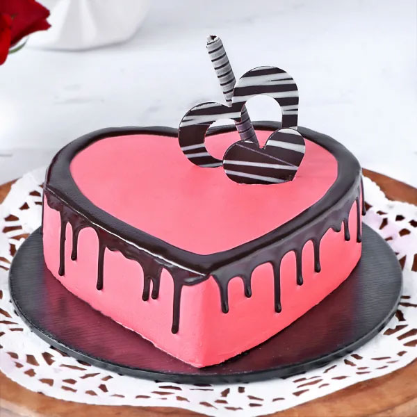 Five Star Strawberry Heart Cake