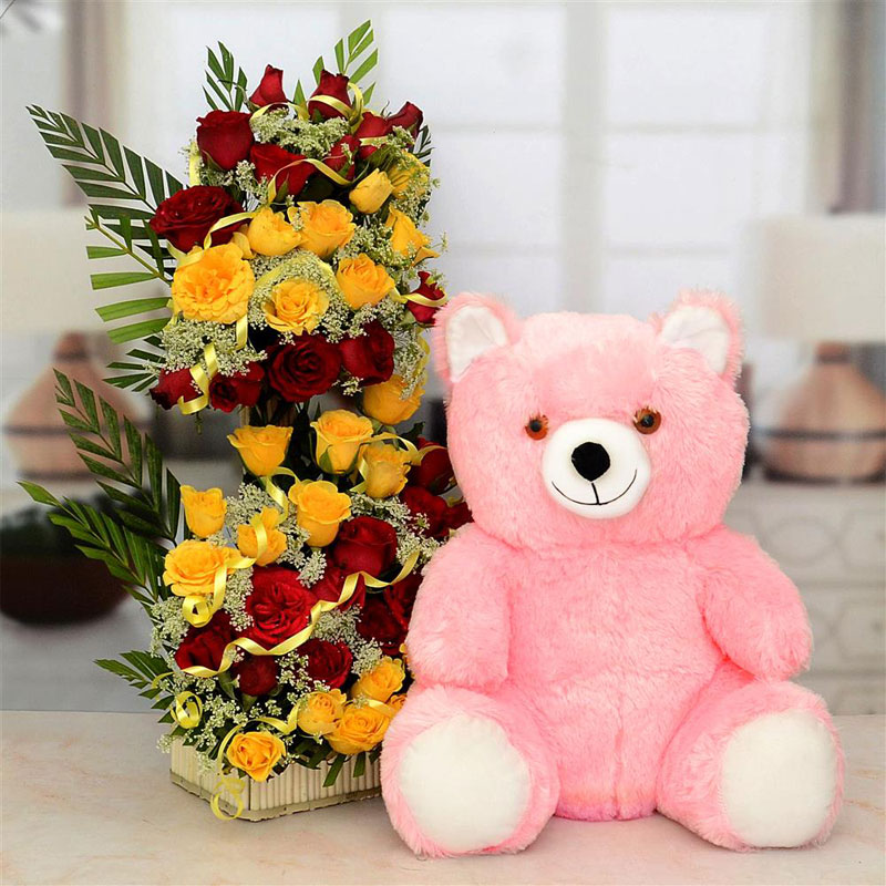 Lovely Floral Teddy Hamper