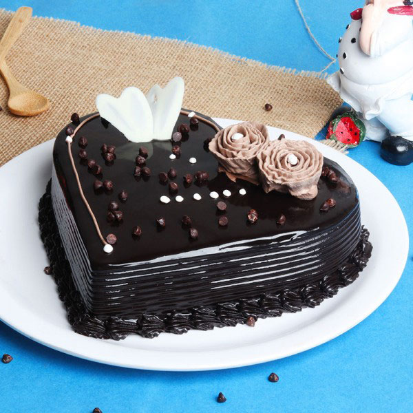 Rich Chocolate Heart Shaped Cake