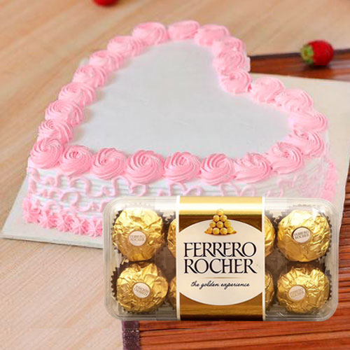 Heart Shaped Cake with Ferrero Rocher