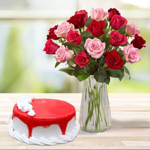 Rose Vase with Cake