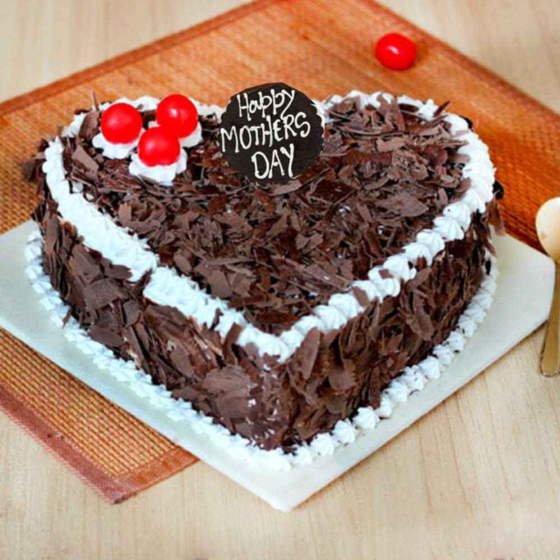 Heart Shaped Black Forest Mothers Day Cake