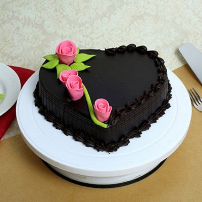 Heart Shaped Eggless  Chocolate Cake