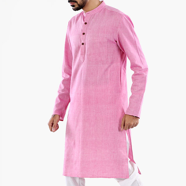 Pink Khadi Kurta