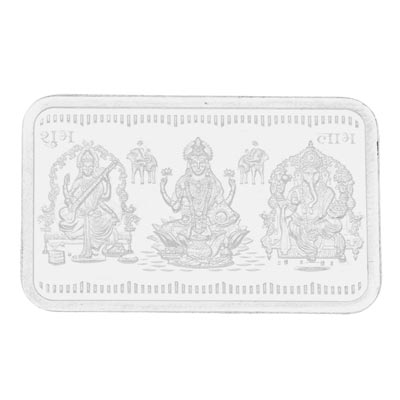 Ganesh Saraswathi Lakshmi Rectangle Pure Silver coin