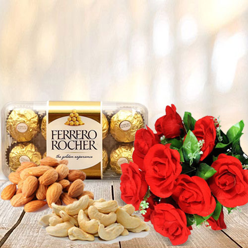 Special Floral Choco Dry Fruits Treat