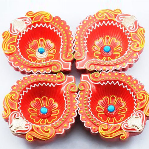 12 Teracota Diwali Diyas