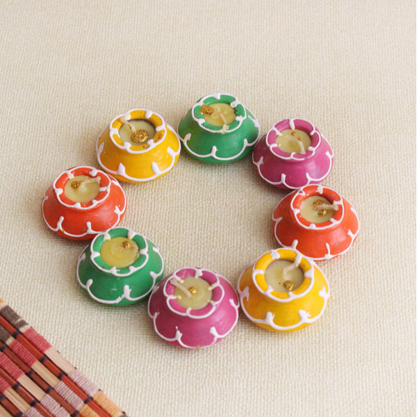 Multicoloured Wax Handi Diya