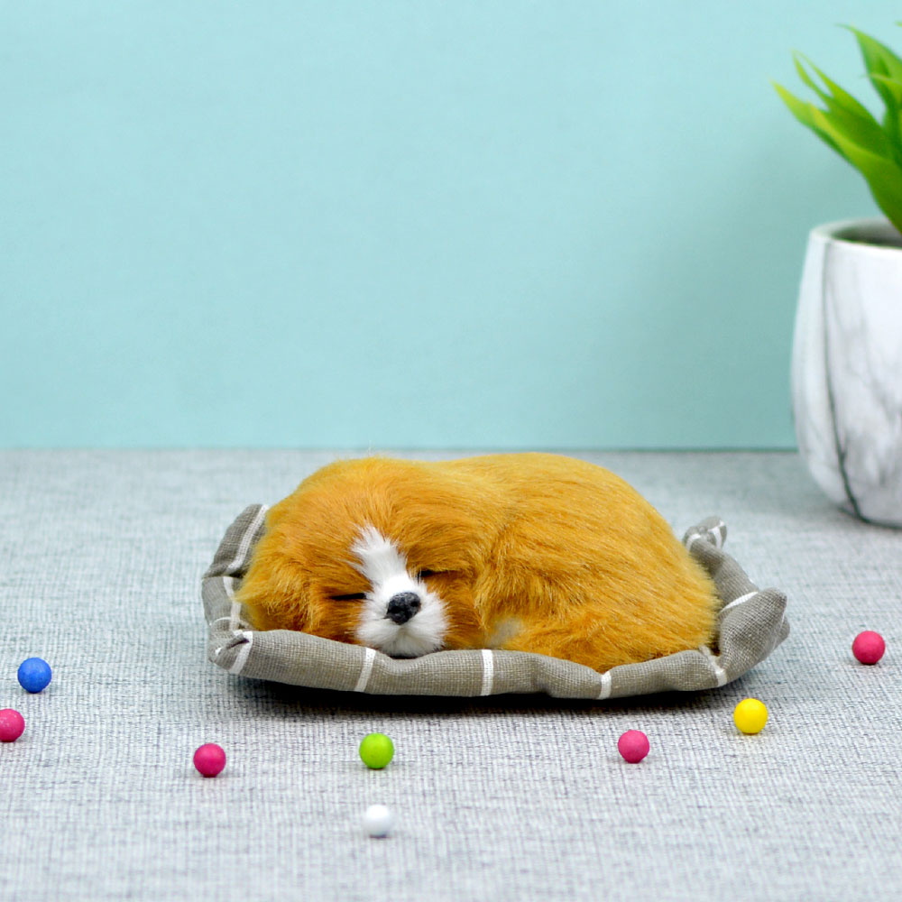 Sleeping Puppy Animals Toy with Mat (Yellow)