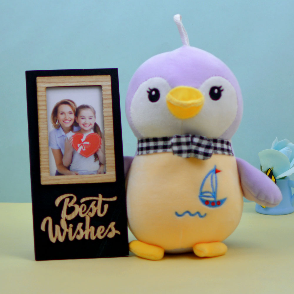 Cuddly Soft Penguin Plush Toy with Photo Frame