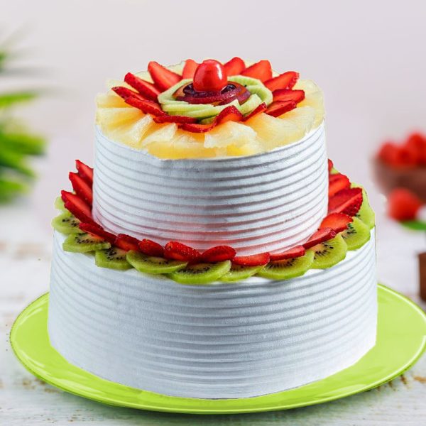 2 Tier Fresh Fruit Cake