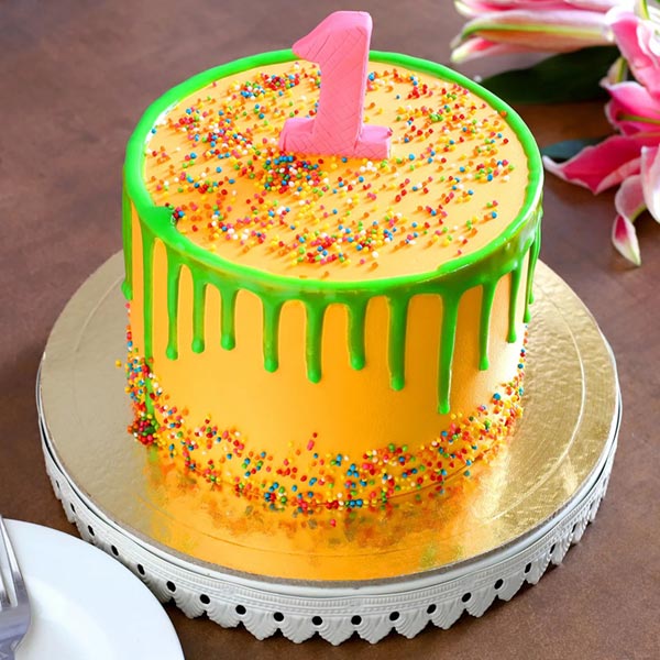 Mango Cake with Sprinkles