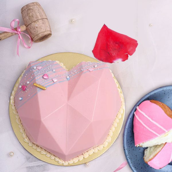 Pink Heart Shaped Pinata Cake