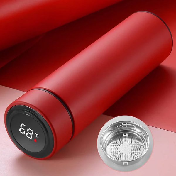 Temperature Display Smart Thermos Flask 500ml - Red