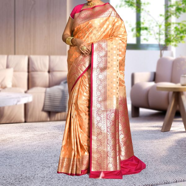 Exclusive Orange and Pink Benarasi Designer Saree