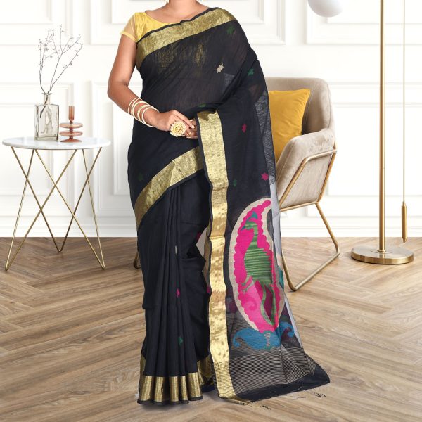 Black Matka Silk Saree