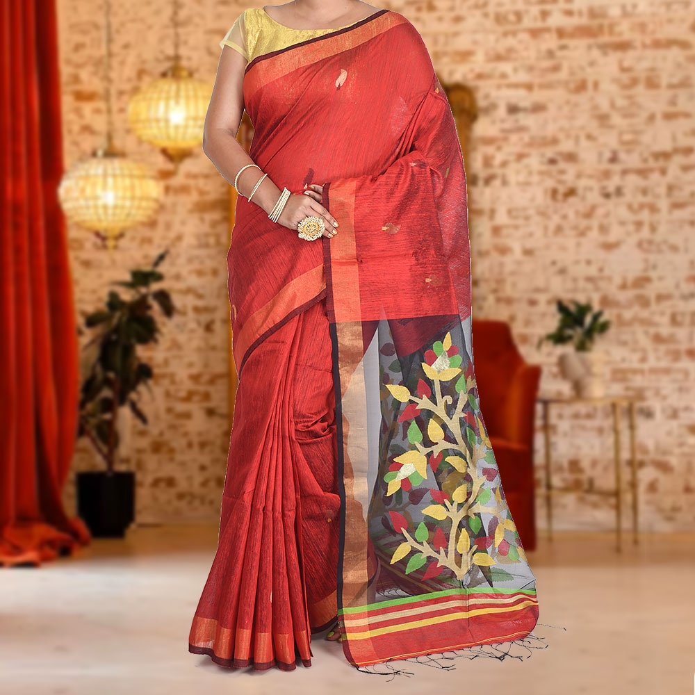 Red Matka Silk Saree