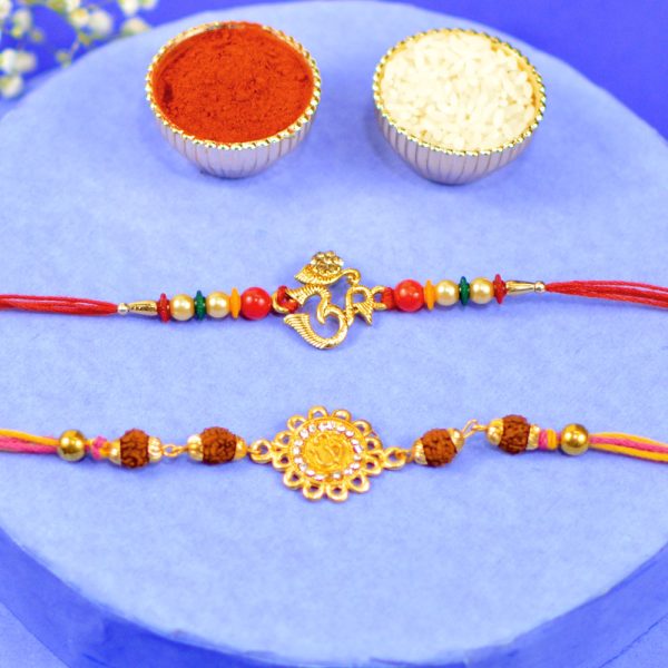 Om Stone Studded Rakhi Duo