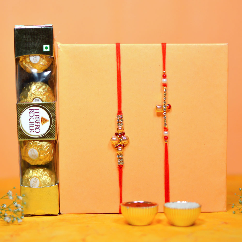 Rakhi Set of 2 With Rocher Chocolates