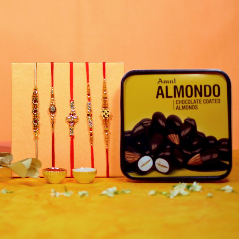 Beads N Stones Rakhis with Almondo Chocolate