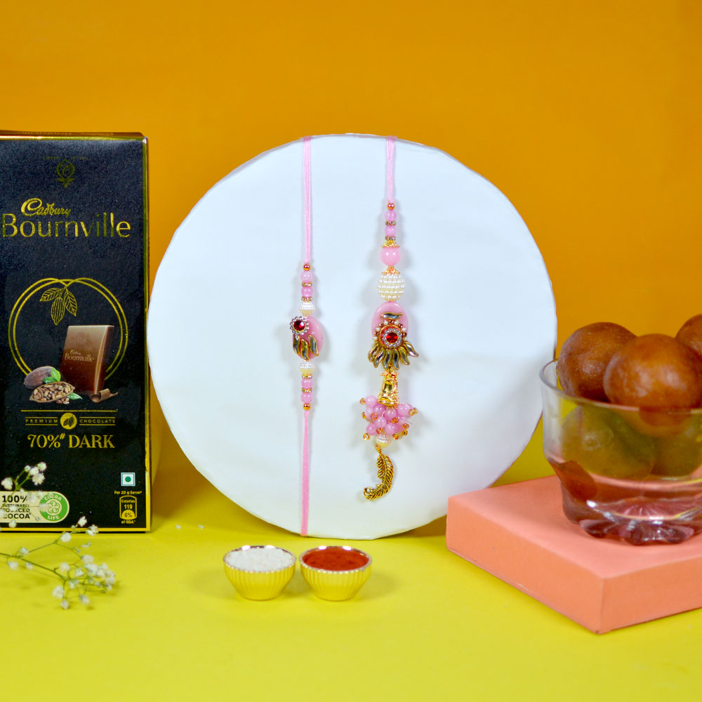 Designer Ping Bhaiya Bhabhi Rakhi Set