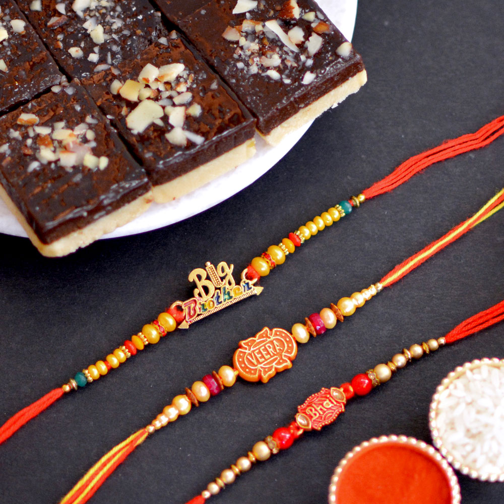 Bhai Rakhi Set with Haldiram Mawa Chocolate Sweets