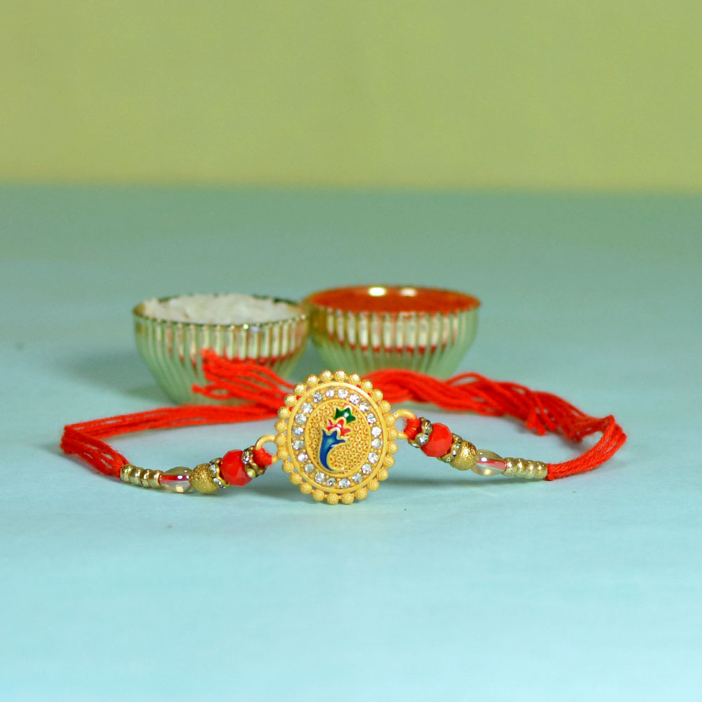 Golden Designer Stone Rakhi