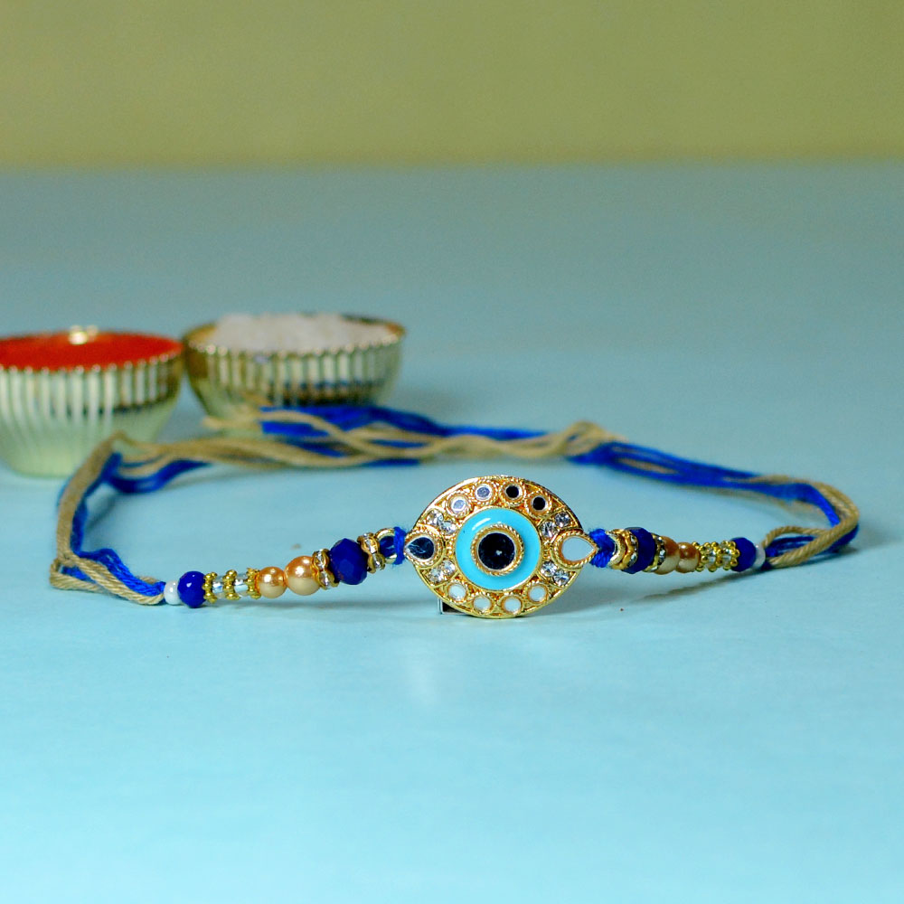 Golden Cyan Mirror Rakhi