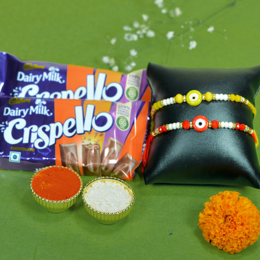 Evil Eye Rakhi Set of 2 with Crispello Chocolate Bar