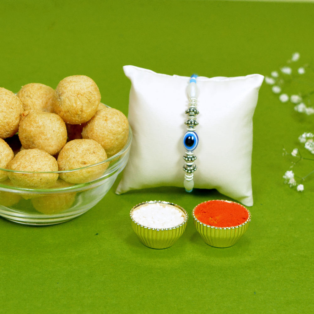 Protective Evil Eye Rakhi & Haldiram Pop Kachori