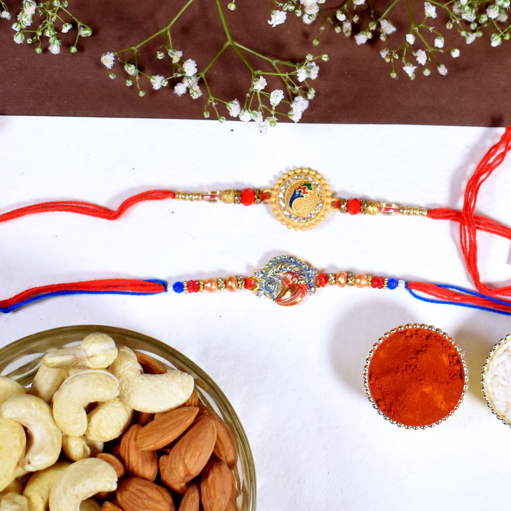 Charms And Beads Antique Rakhi with Premuim Nuts