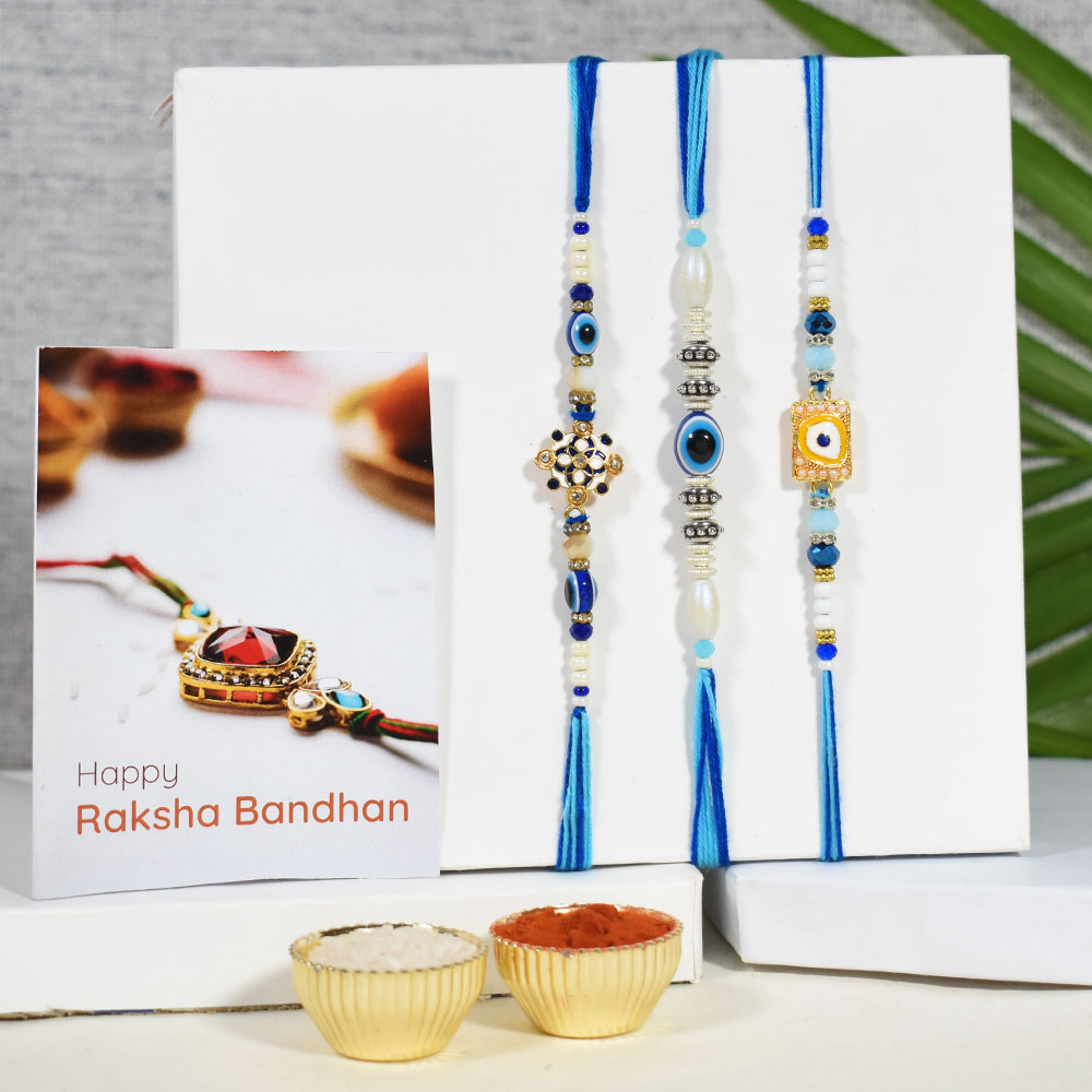 Premium Evil Eye Rakhi Set of 3