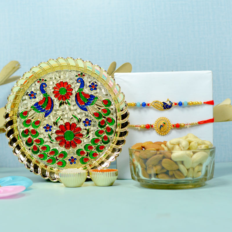 Peacock Rakhi Puja Thali Hamper