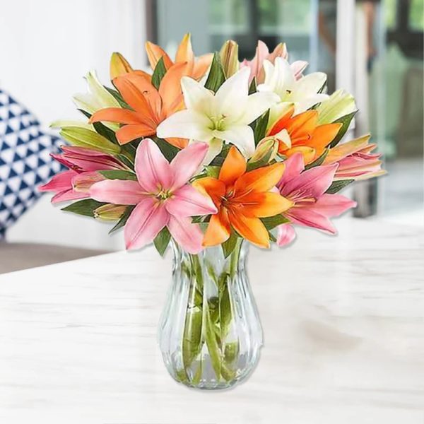 10 Mix Lily in Vase