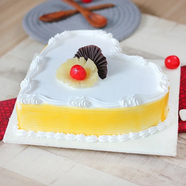 Pineapple Heart Shaped Cake